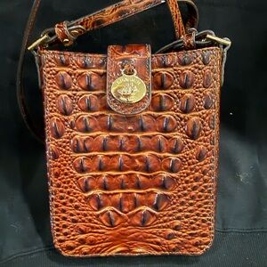 Brahmin Tan Croc-Embossed Crossbody Bag